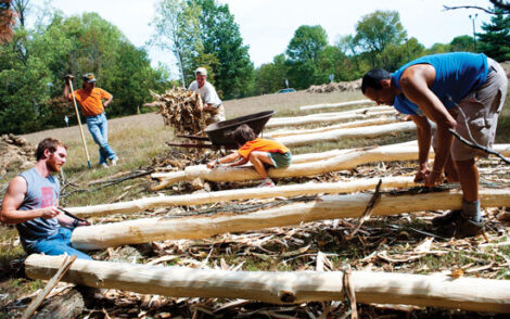 Building Fence Posts At Bloomington Community Orchard
